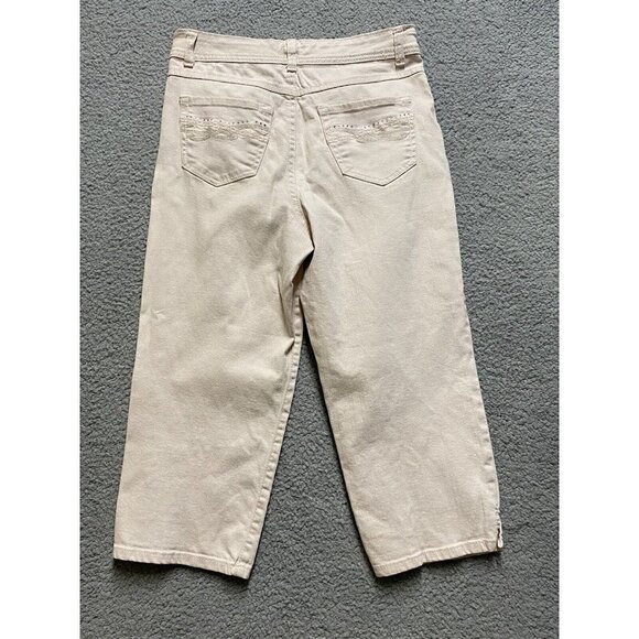 Style&Co Jeans 4 Womens Regular Size Pink Denim Crop Tummy Control Mid Rise Logo - Picture 2 of 12